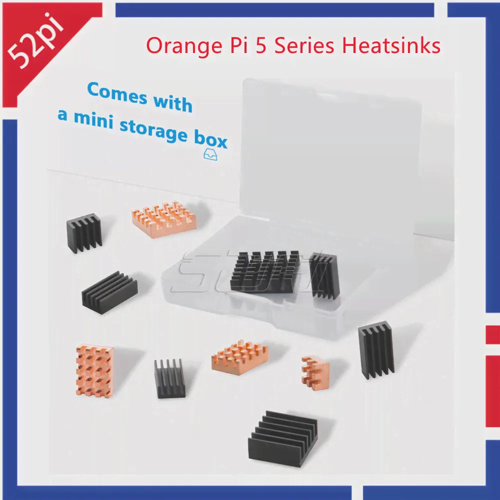 Комплект охлаждения радиаторов серии 52Pi Orange Pi 5 Совместим с Orange PI 5 / 5B / 5PLUS-0