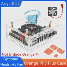 Акриловый корпус Orange Pi 5 Plus, Прозрачный корпус, Дополнительный Охлаждающий вентилятор, Медно-алюминиевые радиаторы для Orange Pi 5 Plus